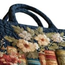 Gesteppte Tragetaschen – Canvas-Tragetasche Mit Buch- Und Blumenmuster, Vintage-Damenhandtaschen | Gesteppte Schulter-Einkaufstasche Für Damen Aus Polyester-Baumwolle Für Lehrer, Studenten, Schule, Ho - 5