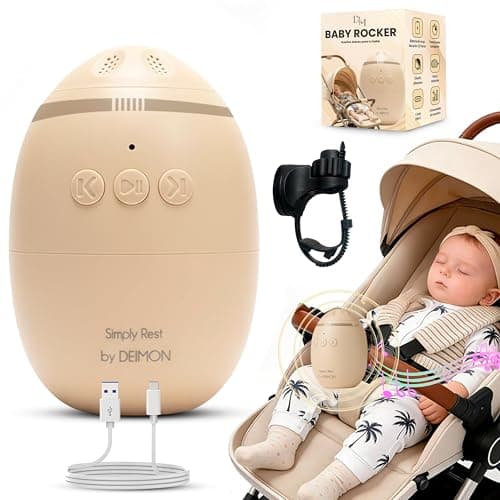 Baby Rocker recargable, Mecedora Automática para Cochecito de Bebé, Ayuda para Dormir Bebés, Intensidad ajustable, Ruido Blanco, Apagado temporizado, Universal Carrito de Bebé, Columpio para cochecito