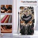 BLOTECH Case for Realme GT Neo6,Black Heart Jewellery Yellow Crown Painting Multifunction Leather Phone Case Wallet Flip Cover with Multi Card Slots Pocket Wrist Strap for Realme GT Neo6 - 3