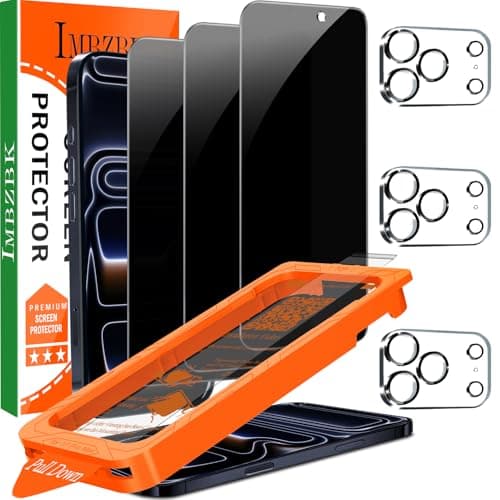 IMBZBK für iPhone 17 Pro Max für Panzerglas Sichtschutz, Auto-Installation, mit Kameraschutz, Anti Spy 9H+ Härte Privacy Schutzfolie, Militärstandard Schutz Folie, Anti-Kratzer, 3+3 Stück