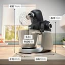 Bosch Küchenmaschine Serie 6, 7 Automatikprogramme, integr. Waage, 5,5l Schüssel, Durchlaufschnitzler, Scheiben, Knethaken/Rührbesen/Silikonbesen, spülmaschinenfest, 1600 W, silber/schwarz, MUMS6ZS13D - 2