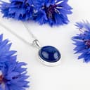 HENRYKA 925 Sterling Silver & Lapis Lazuli Classic Oval Necklace | Minimal Pendant | Birthstone Gifts | Hypoallergenic Women's Jewellery with Gift Box - 4