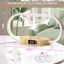 Lampada da comodino con ricarica wireless, lampada da tavolo touch a LED USB, lampada da camera da letto dimmerabile con 3 modalità di colori e orologio, lampada da scrivania in bambù per - 5