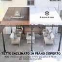 Outsunny Pergola Addossata 4x3m con Tetto in Policarbonato, Gazebo Pergolato da Giardino in Metallo e Alluminio con Viti, per Esterno, Terrazza e Patio, Protezione UV, Marrone - 4