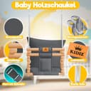 KIDIZ® Babyschaukel Kinderschaukel für Babys ab 6 Monaten und Kleinkinder bis 3+ Jahre | Holzschaukel Schaukelsitz höhenverstellbar & mit Polsterung | Schaukel für drinnen und draußen, Anthrazit - 3