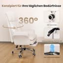 HOMRELEXA Bürostuhl Chefsessel Ergonomisch, Gaming Stuhl mit Fußstütze & 135° Verstellbarer Rückenlehne, Drehstuhl mit klappbaren Armlehnen, Hochlehner aus Teddy-Fleece Stoff – Beige - 7