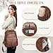 RAVUO Mochila Mujer,Bolso Mochilas de Cuero PU Impermeable Casual Mochila Casual Bolso de Bandolera Piel para Escuela Viaje Compras,Marrón - 4