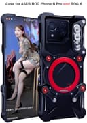 TECSHINE Metall-hülle für ASUS ROG Phone 8 Pro, für ROG 8 Handyhülle, Hülle, Metallrahmen Handy Case, Rüstung, Mechanische Monster, Handyschale -Schwarz - 7