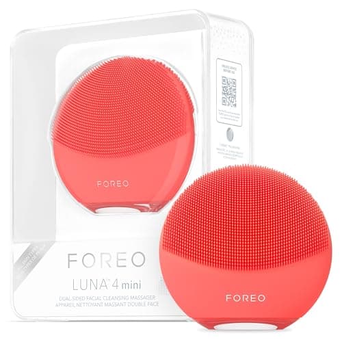 FOREO LUNA 4 mini Cepillo de limpieza facial y masajeador facial - Mejora la absorción de los productos de cuidado facial - Cuidado facial simple - Para todo tipo de pieles - Coral