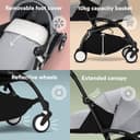 Stokke YOYO3 Stroller with Newborn Pack (Stone) - Includes Frame (Black), Mattress, Five-Point Harness, Extendable Canopy, Padded Shoulder Strap & Protective Storage Bag - 5