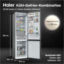 Haier Kühl-Gefrierkombination 2D 60 SERIES 3 HDPR3620ANPD I 2,05 m, No Frost I Energieeffizienzklasse A I Kühlschrank mit Gefrierfach freistehend, Fassungsvermögen 409L I Fresh 0°-Fach - 2