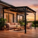 Amopatio Terrassenüberdachung Freistehend 3x3m, Terrassendach mit 6mm Doppelstegplatten aus Polykarbonat, UV-Schutz & Regenfest, Robuste Stahlkonstruktion Pavillon für Garten, Terrasse, Schwarz - 7