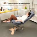 HOMRELEXA Bürostuhl Chefsessel Ergonomisch, Gaming Stuhl mit Fußstütze & 135° Verstellbarer Rückenlehne, Drehstuhl mit klappbaren Armlehnen, Hochlehner aus Teddy-Fleece Stoff – Beige - 6