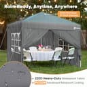 Sekey 3m x 3m One-Touch Pop Up Gazebo with Sides – Instant Setup, Heavy Duty & Waterproof 1000mm, Includes 4 Weight Bags for Extra Stability – Perfect for Outdoor Events (Grey, 3x3 with Sides) - 6