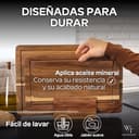 WATEGOOS Pack 2 Tablas de Cortar Cocina de Madera Acacia + soporte - Tabla de Cortar Grande y Pequeña para Presentación de Quesos - Madera Ecológica y Resistente. - 5