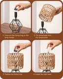 EDISHINE Lámpara de Mesa Vintage, con Pantalla Bohemia Tejida a Mano y Base de Hierro, Incluye Bombilla LED con Luz Blanca Cálida de 2700K, Ideal para Dormitorio, Sala de Estar y Oficina - 5