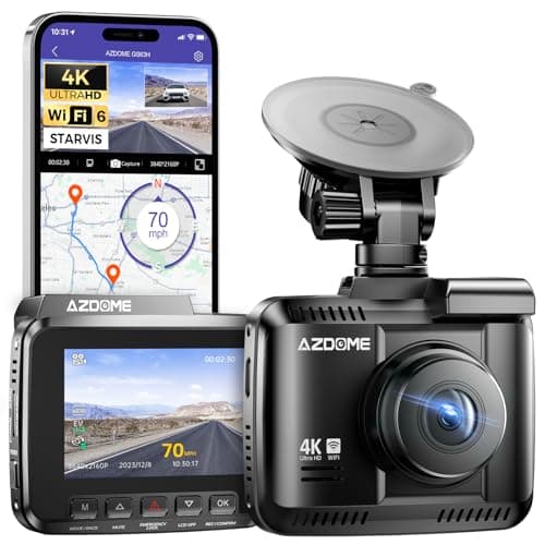 AZDOME GS63H Dashcam Cámara de Coche 4K 2160P con WiFi y GPS Grabadora Ultra HD Dash CAM de Gran Ángulo 170° con G-Sensor,Modo de Estacionamiento,Detección de Movimiento, Súper Visión Nocturna