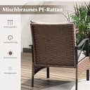 COSTWAY Rattan Gartenmöbel Set, 5-teiliges Balkonmöbel, Balkonset inkl. 2 Stühle mit Kissen, Hocker & Tisch, Terrassenmöbel, Gartengarnitur, Sitzgruppe für Garten, Balkon, Terrasse - 3