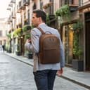 STILORD Marino Elegante Mochila Cuero Genuino para Hombre y Mujer Mediano - Mochila Universidad 13-14 Pulgadas Mochila Portátil Cuero - como Mochila City antirrobo Color:Zamora - marrón - 2