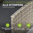 Juskys set di mobili da giardino Turin da 6 pezzi - Per 7 persone - Mobili da esterno con poltrone, sgabelli, tavolino e cuscini - Grigio - 6