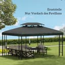 Outsunny Ersatzdach für Pavillon 3 x 4 m wasserabweisend Pavillondach mit Doppeldach Ersatzbezug für Gartenpavillon Ersatzteile aus Polyestet-Stoff Dunkelgrau - 7