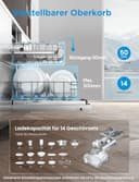 Midea SF 7.60NW14B Geschirrspüler 60cm Freistehend & Unterbaufähig, 14 Maßgedecke, 8 Programme, Spülmaschine 60 cm mit WIFI, 42 db, Hygienepflege+, Dualzone Wash, Extra Trocknen - 3