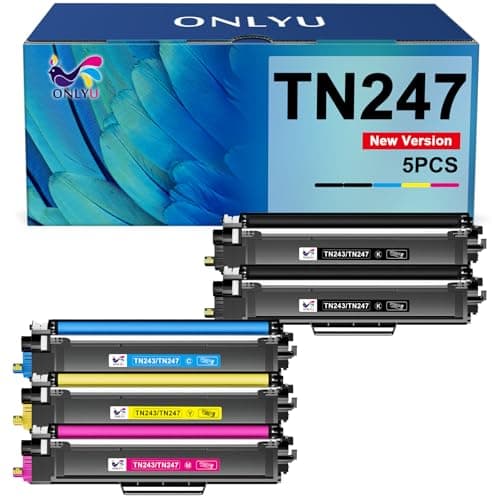 ONLYU TN247 Compatible para Toner Brother DCP-l3550CDW TN243CMYK TN243 Toner Brother MFC-l3770CDW DCP-L3550CDW MFC-L3750CDW MFC-L3770CW HL-L3270CDW HL-L3230CDW DCP-L3510CDW HL-L3210CW (Paquete de 5)
