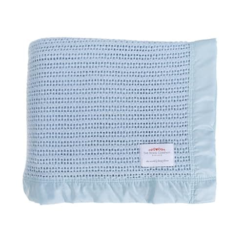 The Wool Company | Luxury Cellular Pure Wool Blanket | Double Bed Size 230x255cm | Traditionally Crafted Warm & Breathable Throw Blanket with Soft Satin Binding | Bed and Sofa Throw | Made in England