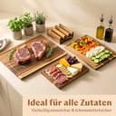 EDELHAUS Schneidebrett Holz 3er Set (40x30cm / 33x24cm / 26x18cm) Holzschneidebrett aus Massiver Akazie - 2cm dicke Holzbretter Küche mit Saftrille - Design Cutting Board Schneidbrett Set - 4