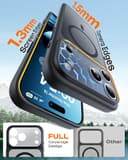 TOCOL Funda para iPhone 17 Pro, Protección Lente Cámara, Anillo Magnético Integrado, Compatible con Magsafe, Protección contra Caídas, Translúcida Mate Trasera, Titanio Negro - 7