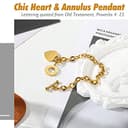 Emibele Armband mit Gravur, Edelstahl Gliederarmkette mit Herzanhänger & OT Schnalle für Damen Mädchen, Gliederkette Schmuck mit Bibelversen Sprüche 4:23 - Gold - 3