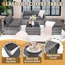 UDPATIO Rattan Garden Furniture Sets of 5,Corner Sofa Set 4 Seaters with Coffee Table,Outdoor Furniture Sectional Modular Combination with Cushion for Balcony,Patio,Grey - 5