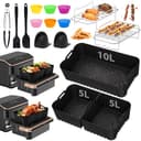 COSORI Heißluftfritteuse Zubehör für COSORI Dual Blaze TwinFry XXL 10L - COSORI Heißluftfritteuse 10L Airfryer Silikonform Zubehör(1x10L & 2x5L) - mit Grillrost, Weiteres Zubehör - 1