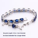 Gulicx Oro Bianco sfumato con Zirconia cubica Colore Zaffiro Blu Cristallo Braccialetto Romano Bracciale Tennis Catena a Maglia - 4