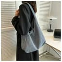 Fryloo Borse Borsa A Tracolla da Donna in Tela E Velluto Coste, Casual di Grande capacità per Donna, Viaggio Firmata, Tutti I Giorni-Bianco Crema - 2