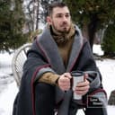 LYHome Wool Blanket - Merino Natural Throw, Soft Woolen Cover for Sofas & Beds. Army Blankets for Outdoor: Picnic, Travel and Camping (51x67 in | 130x170 cm | Gray - Dark Gray | Double-sided) - 7