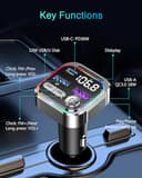 ORIA Trasmettitore FM Bluetooth per Auto, Vivavoce Bluetooth 5.3 per Auto con Ricarica Rapida PD 36W+QC3.0, Sincronizzazione LED Musicale, Luce Ambientale Colorata, Supporta Disco USB - 9