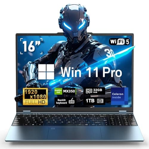 FUNYET Portátil Gaming de 16 Pulgadas, Gráficos Discretos GeForce MX350 Gaming Laptop, Notebook Procesador N95 (hasta 3.4Ghz), 16GB RAM 1TB SSD, FHD 1920x1080, Teclado Retroiluminado Computer,Type-C