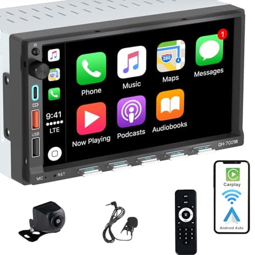 Alondy Autoradio Bluetooth 2Din mit Bildschirm(7"), Kompatibel mit [Wireless] Apple CarPlay/Android Auto Typ-C USB 3A Schnellladung Rückfahrkamera AM/FM/RDS Radio DSP