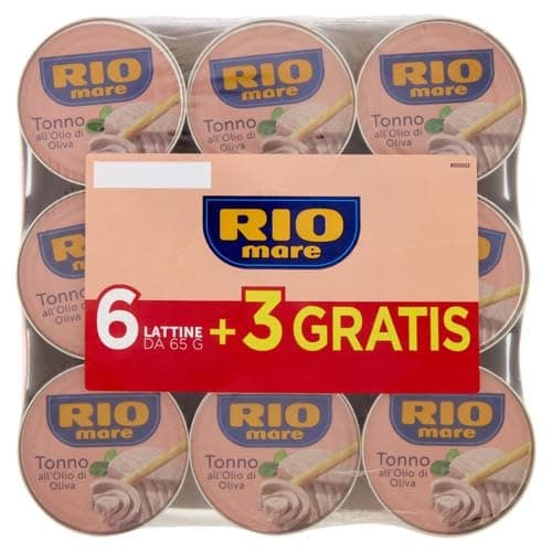 Confezione per Rio Mare Tonno all'Olio di Oliva, Confezione da 9 Lattine, 65g x 9, 6+3 Gratis