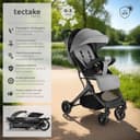 tectake® Passeggino Pieghevole, Passeggino Leggero con Cintura a 5 Punti Regolabile, Freno a Pedale, Tettuccio Pieghevole con Finestra, Protezione Raggi UV, Passeggino Bambini da 0 a 3 Anni - Grigio - 2