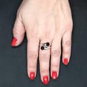 Anello in Argento Sterling Fatto a Mano Con Onice Nero Solido Timbrato 925 - 9