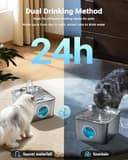 Fontanella per Gatti Acciaio Inox: 2,6L Fontana per Gatti, Ultra Silenzioso, Quadruplo Filtrazione, Cavo Automatico Fontanella Gatto con Rubinetto 3 Filtri e 3 Spugne LED, Facile da Pulire - 6
