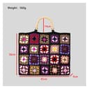 UOXOO Borsa Da Donna In Tessuto Scozzese A Contrasto Nonna, Borsa A Mano All'uncinetto In Filo Di Cotone Fatto A Mano, Borsa A Tracolla In Bambù - 6