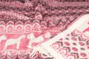 ÖJBRO VANTFABRIK Dalarna Wool Blanket with Fringes 130 x 220 cm Red / Beige / Black 100% Merino Wool Knitted Plaid Bedspread Quilt Warm Soft - Made in Sweden - 4