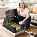 PalNests Lettiera per Gatti in Acciaio Inox, Sovradimensionato Lettiera per Gatti XXXL con Coperchio Ribaltabile a 105° e Paletta, 105L Lettiere in Metallo Rimovibile, Deodorante per Lettiere Gatto - 2