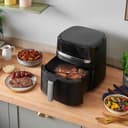 Russell Hobbs Freidora de Aire, Air Fryer, Freidora sin Aceite 8,3 L, XXL [tamaño compacto, bajo nivel ruido, pizzas de 26 cm] Satisfry (piezas aptas lavavajillas, pantalla táctil, grill) 27632-56 - 3