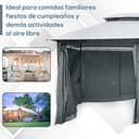 Outsunny Cenador para Jardín 3x4 m Pérgola de Jardín Gazebo con Doble Techo Paredes Laterales Resistente al Agua Carpa para Exterior Terraza Patio Gris - 5