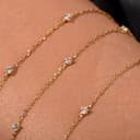 Ethos Jewelry 585 Echtgold 14K Gelbgold Diamant-Station Armband mit 5 kleinen Diamanten – Filigran, Minimalistisches Design – Mit VS2+ Klarheit Diamanten – Handgefertigtes Geschenk für Frauen - 4