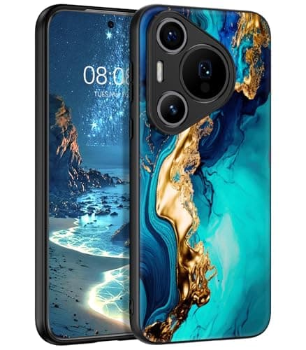 DOMAVER Case for Huawei P70 Pro, Huawei P70 Pro+ Slim Fit Glow in The Dark Hybrid Hard PC Shockproof Drop Protective Girls Women Men Phone Cover for Huawei P70 Pro/P70 Pro+, Blue Green